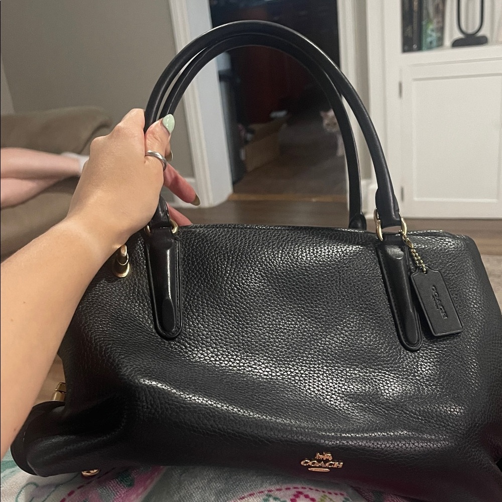 Coach Black Pebbled Leather Satchel